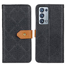 Leather Case Stands Flip Cover Holder K05Z for Oppo Reno6 Pro+ Plus 5G Black