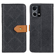 Leather Case Stands Flip Cover Holder K05Z for Oppo Reno7 4G Black