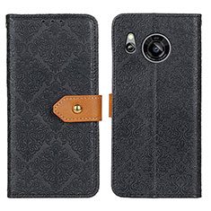Leather Case Stands Flip Cover Holder K05Z for Sharp Aquos Sense7 Black