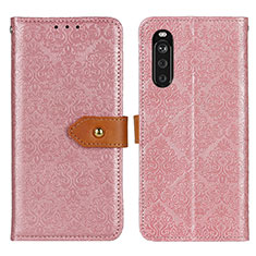 Leather Case Stands Flip Cover Holder K05Z for Sony Xperia 10 III Pink