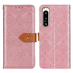 Leather Case Stands Flip Cover Holder K05Z for Sony Xperia 5 IV Pink