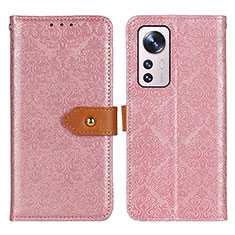 Leather Case Stands Flip Cover Holder K05Z for Xiaomi Mi 12 5G Pink