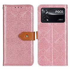 Leather Case Stands Flip Cover Holder K05Z for Xiaomi Poco X4 Pro 5G Pink