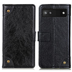 Leather Case Stands Flip Cover Holder K06Z for Google Pixel 7a 5G Black