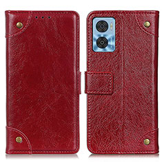 Leather Case Stands Flip Cover Holder K06Z for Motorola Moto E22 Red