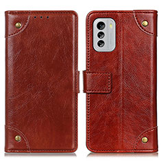 Leather Case Stands Flip Cover Holder K06Z for Nokia G60 5G Light Brown