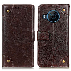 Leather Case Stands Flip Cover Holder K06Z for Nokia X100 5G Brown