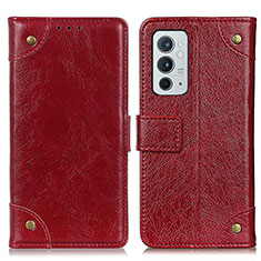 Leather Case Stands Flip Cover Holder K06Z for OnePlus 9RT 5G Red