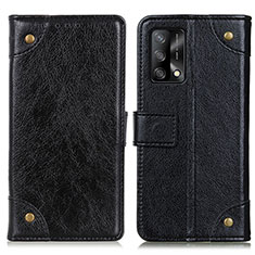 Leather Case Stands Flip Cover Holder K06Z for Oppo A74 4G Black