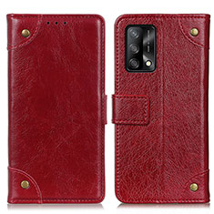 Leather Case Stands Flip Cover Holder K06Z for Oppo A74 4G Red