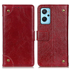 Leather Case Stands Flip Cover Holder K06Z for Oppo A96 4G Red