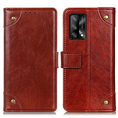 Leather Case Stands Flip Cover Holder K06Z for Oppo F19 Light Brown