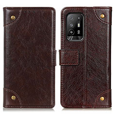 Leather Case Stands Flip Cover Holder K06Z for Oppo Reno5 Z 5G Brown