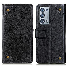Leather Case Stands Flip Cover Holder K06Z for Oppo Reno6 Pro 5G Black