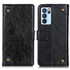 Leather Case Stands Flip Cover Holder K06Z for Oppo Reno6 Pro 5G India Black