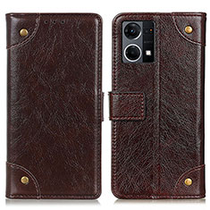 Leather Case Stands Flip Cover Holder K06Z for Oppo Reno7 4G Brown