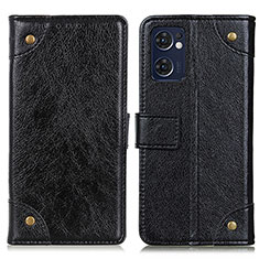 Leather Case Stands Flip Cover Holder K06Z for Oppo Reno7 5G Black