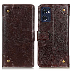 Leather Case Stands Flip Cover Holder K06Z for Oppo Reno7 5G Brown