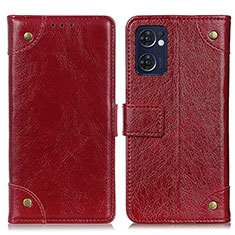 Leather Case Stands Flip Cover Holder K06Z for Oppo Reno7 5G Red