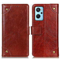 Leather Case Stands Flip Cover Holder K06Z for Realme 9i 4G Light Brown