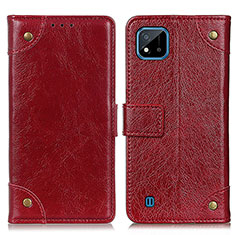 Leather Case Stands Flip Cover Holder K06Z for Realme Narzo 50i Red