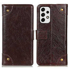 Leather Case Stands Flip Cover Holder K06Z for Samsung Galaxy A23 4G Brown