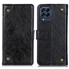 Leather Case Stands Flip Cover Holder K06Z for Samsung Galaxy M53 5G Black