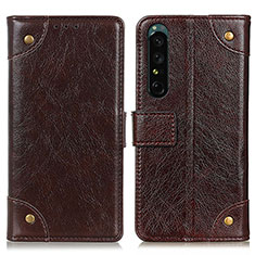 Leather Case Stands Flip Cover Holder K06Z for Sony Xperia 1 IV SO-51C Brown
