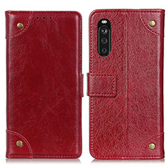 Leather Case Stands Flip Cover Holder K06Z for Sony Xperia 10 III Red