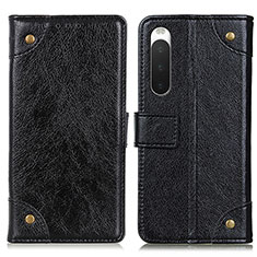 Leather Case Stands Flip Cover Holder K06Z for Sony Xperia 10 IV Black