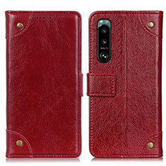 Leather Case Stands Flip Cover Holder K06Z for Sony Xperia 5 III Red