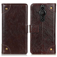 Leather Case Stands Flip Cover Holder K06Z for Sony Xperia PRO-I Brown