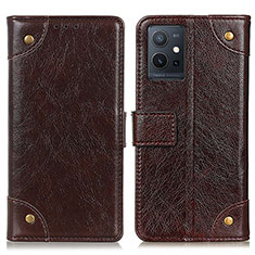 Leather Case Stands Flip Cover Holder K06Z for Vivo iQOO Z6 5G Brown