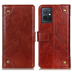 Leather Case Stands Flip Cover Holder K06Z for Vivo iQOO Z6 5G Light Brown
