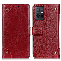 Leather Case Stands Flip Cover Holder K06Z for Vivo T1 5G India Red