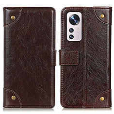 Leather Case Stands Flip Cover Holder K06Z for Xiaomi Mi 12 5G Brown