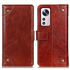 Leather Case Stands Flip Cover Holder K06Z for Xiaomi Mi 12 5G Light Brown