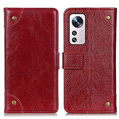 Leather Case Stands Flip Cover Holder K06Z for Xiaomi Mi 12 Pro 5G Red