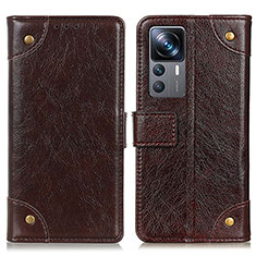 Leather Case Stands Flip Cover Holder K06Z for Xiaomi Mi 12T 5G Brown