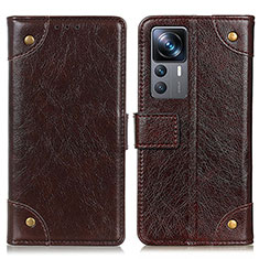 Leather Case Stands Flip Cover Holder K06Z for Xiaomi Mi 12T Pro 5G Brown