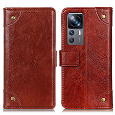 Leather Case Stands Flip Cover Holder K06Z for Xiaomi Mi 12T Pro 5G Light Brown