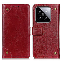 Leather Case Stands Flip Cover Holder K06Z for Xiaomi Mi 14 5G Red