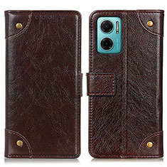 Leather Case Stands Flip Cover Holder K06Z for Xiaomi Redmi 10 5G Brown