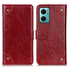 Leather Case Stands Flip Cover Holder K06Z for Xiaomi Redmi 10 5G Red