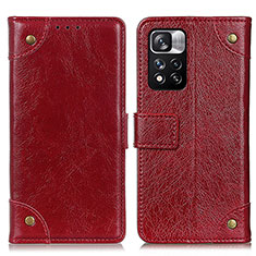 Leather Case Stands Flip Cover Holder K06Z for Xiaomi Redmi Note 11 Pro+ Plus 5G Red