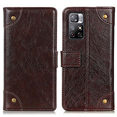 Leather Case Stands Flip Cover Holder K06Z for Xiaomi Redmi Note 11S 5G Brown