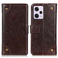 Leather Case Stands Flip Cover Holder K06Z for Xiaomi Redmi Note 12 Explorer Brown