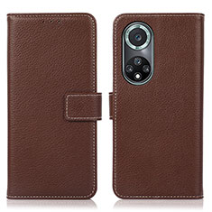 Leather Case Stands Flip Cover Holder K07Z for Huawei Nova 9 Pro Brown