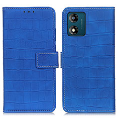 Leather Case Stands Flip Cover Holder K07Z for Motorola Moto E13 Blue