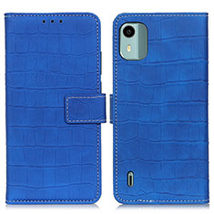Leather Case Stands Flip Cover Holder K07Z for Nokia C12 Blue